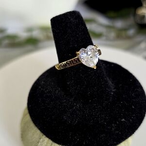 Gold Filled Adjustable Ring Zircon Heart Greek Key Design